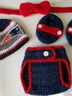 Crochet Baby Boy New England Patriots Football Inspired Outfit Photo Prop